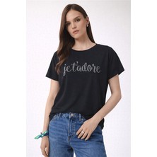 Fashion Friends Dökümlü Baskılı Bisiklet Yaka Bluz Bayan Bluz 26Y0190K1
