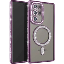 WebMediCode  Galaxy S25 Ultra Kılıf Joke Simli Magneticsafe Kılıf - Derin Mor