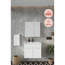Balneom Banyo Defne  65 cm Banyo Dolabı+Aynalı Dolaplı  Üst Dolap+Lavabo
