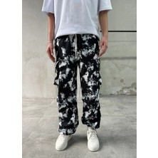 Difransel Jeans Batik Desenli Siyah Paraşüt Pantolon