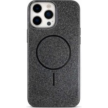Fenza iPhone 14 Pro Max Uyumlu Telefon Kılıfı Magsafe Wireless Şarj Özellikli Simli Siyah Renkli