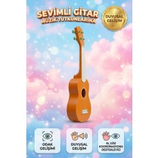 Farbu Oyuncak Sevimli Ilk Gitarım! 57CM Plastik Telli Ayarlanabilir Akorlu Eğitici Oyuncak Çocuk Müzik Aleti