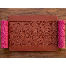 Atölye Dekupaj Model 149 -Modern Yaprak Motifi Deboss & Emboss İkili Set - Polimer Kil Seramik Çamuru Doku Oklavası