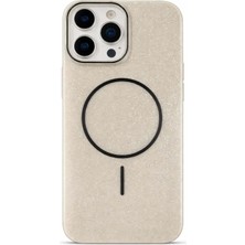 Fenza iPhone 13 Pro Uyumlu Telefon Kılıfı Magsafe Wireless Şarj Özellikli Simli Beyaz Renkli