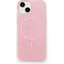 Fenza iPhone 14 Uyumlu Telefon Kılıfı Magsafe Wireless Şarj Özellikli Simli Pembe Renkli