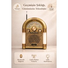 FaroxTech Retro Jukebox Görünümlü LED Aydınlatmalı Kablosuz Bluetooth Radyo