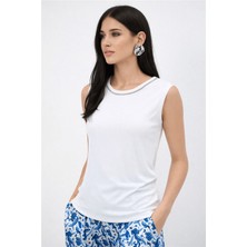 Fashion Friends Regular Fit Taşlı Bisiklet Yaka Atlet Bayan Atlet 26Y0140K1