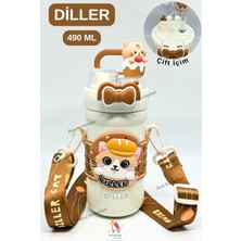 Vagonlife Diller Figürlü Tek Kapak Çift Içim Termos Pipetli / Pipetsiz 490 ml