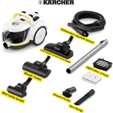 Karcher Vcc 6 Cyclonex Dualcontrol Pet+ | LED Işıklı Başlık, Turbo Halı Fırçası, Mini Pet Başlık, Hepa 13 Filtre, 800W Güçlü Emiş, 5 Başlık Seti
