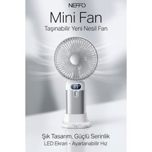 Neffo Mini Klima LED Göstergeli Şarjlı El Fanı Vantilatör 5 Kademeli Hız Serinletici Fan