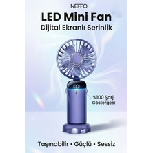 Neffo Mini Klima LED Göstergeli Şarjlı El Fanı Vantilatör 5 Kademeli Hız Serinletici Fan