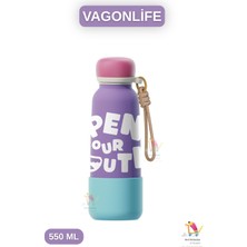 Vagonlife 550ML Bilek Askılı Desenli Paslanmaz Çelik Termos 4 Renk