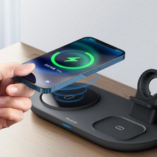 Mcdodo Ch-7061 3İn1 15W Çoklu Magsafe Şarj Ünitesi Siyah TWS Kulaklık, Watch Saat ve Telefon İçin Hızlı Şarj