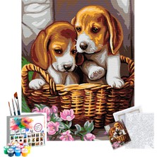 Tabdiko Yavru Köpekler Sayılarla Boyama Seti 40 x 50 cm Tuval Şasesine Gerili Renkli