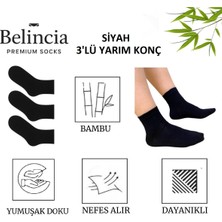 Belincia Bambu Kadın Yarım Konç Çorap/dikişsiz/koku Karşıtı 3'lü Paket