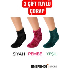NF ND ENEFENDİ Tüylü Çorap 3 Çift Kışlık Termal Patik Dikişsiz Erkek Kadın Siyah Pembe Yeşil 36-41
