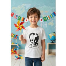 Cefri Atatürk Baskılı Beyaz Çocuk Tshirt