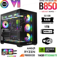 Xaser Lexus X850 Ryzen 7 9800X3D 32GB Ram 1tb M.2 Nvme SSD 16GB RTX5060 Ti Sıvı Soğutmalı Oyuncu Bilgisayarı