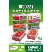 PremiumPort 10 Adet 1l Kapaklı Derin Dondurucu ve Mikrodalga Saklama Kabı