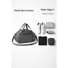 Kaff Küçük Boy Gri Önü Cepli Ayarlanabilir Omuz Askılı El Seyahat Spor Çantası -00833