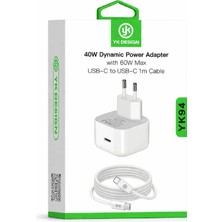 GUNKES 40W Dynamic Power Adapter 60W Max Usb-C Şarj Cihazı + Kablo