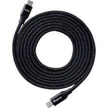 4Berry Eco-Cc Usb-C To Usb-C 60W Örgülü Hızlı Şarj Kablosu 1.2 Metre | Pd Destekli | Dayanıklı Type-C Data -Siyah