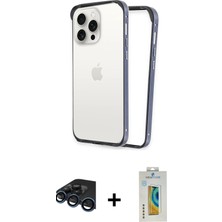 DS LLC Ieg™ iPhone 15 Pro Max Kılıf Pusula Asil Koleksiyonu - Siyah Polymer Nano Ekran Koruyucu + Laciv