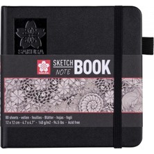 Sakura 12 x 12 cm Eskiz Defteri 140 gr Beyaz Kağıt 80 Sayfa Renkli Çizim İçin İdeal