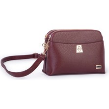 Nas Bag Kadın Çapraz Çanta Iki Gözlü Şık Çanta Bordo Victoria