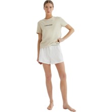 Calvin Klein Kadın Haki Kısa Kollu Heritage Şortlu Pijama Takımı LV00QS7653