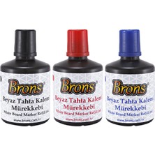 Brons 3'lü Set Doldurulabilir Tahta Kalemi Mürekkebi 100 ml Renkli Yazı Tahtası Kalemi
