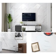 Renkli Duvarlar Yapışkanlı Beyaz Mermer Desen Duvar Döşeme Paneli 30x60 cm 1 Adet Suya Dayanıklı Özelliklerle