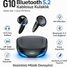 Qasul G10 Bluetooth 5.2 Kablosuz Kulaklık Hi-Fi Ses Oyuncu Kulaklığı Rgb Işıklı Çift Mikrofonlu 3 Modlu