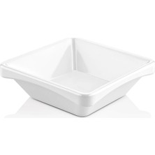 GuvenliPazar 6 Adet Melamin Kare Minimal Sosluk ve Çerezlik - 12X12 cm 210 ml Beyaz Makinede Yıkanabilir