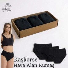 Qulothes Organik Kraft Kutuda 3 Lü Yüksek Bel Hava Alan Kumaş Ribana Pamuklu Kadın Külot