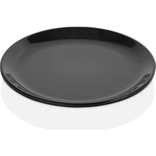 GuvenliPazar 12 Adet Yuvarlak Siyah Melamin Tatlı Tabağı Servis Tabağı - Bulaşık Makinesinde Yıkanabilir 19 cm
