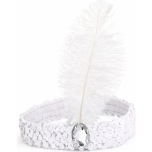 MegaSepet Mey Ithalat® Beyaz Tüylü Retro Çarliston Saç Bandı - 70-80-90’lar Parti Tacı