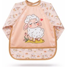 YKS Sevimli Hayvan Desenli Uzun Kollu Su Geçirmez Bebek Mama Önlüğü