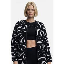 Nike Sportswear Cozy Terma Fit Women's Loose High Pile Jacket Kadın Bol Kesim Peluş Spor Ceket Siyah