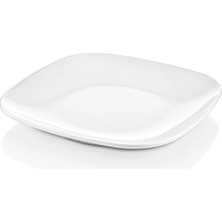 GuvenliPazar 12 Adet Melamin Kare Oval Köşeli Beyaz Servis Tabağı - Tatlı ve Sunum Tabağı 25 cm