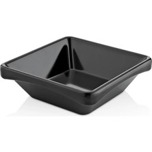 GuvenliPazar 12 Adet Melamin Kare Minimal Sosluk ve Çerezlik - 12X12 cm 210 ml Siyah Makinede Yıkanabilir