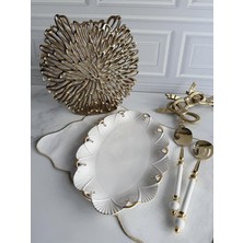 Rossev Porselen Oval Sunum Tabak Gold Lucca 36x23cm