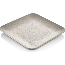 GuvenliPazar 12 Adet Mat Krem Kare Melamin Tatlı Tabağı Servis Tabağı - Bulaşık Makinesinde Yıkanabilir 22 cm