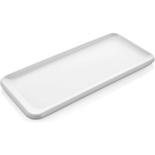 GuvenliPazar 12 Adet 16X35 cm Melamin Baton Servis Sunum Tabağı Makinede Yıkanabilir Dikdörtgen Mimoza Beyaz