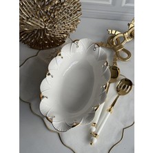 Rossev Porselen Oval Sunum Kasesi Gold Lucca 36x23cm