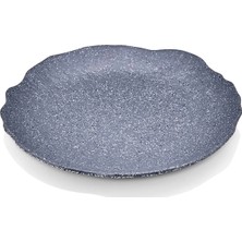 GuvenliPazar 6 Adet Melamin Tatlı Tabağı Servis Tabağı - Bulaşık Makinesinde Yıkanabilir Mat Gri Desenli 18 cm