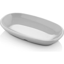 GuvenliPazar 12 Adet 12X7 cm Melamin Oval Kayık Kahvaltılık Mezelik Makinede Yıkanabilir Beyaz Servis Tabağı