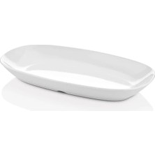 GuvenliPazar 12 Adet 29X17 cm Melamin Oval Kayık Kahvaltılık Mezelik Makinede Yıkanabilir Beyaz Servis Tabağı