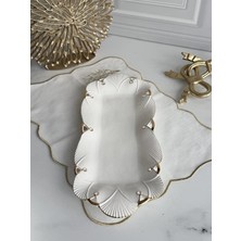 Rossev Porselen Dikdörtgen Sunum Tabak Gold Lucca 41X16CM