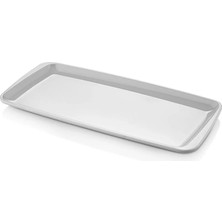 GuvenliPazar 12 Adet 16X33 cm Melamin Baton Servis Sunum Tabağı Makinede Yıkanabilir Dikdörtgen Beyaz
